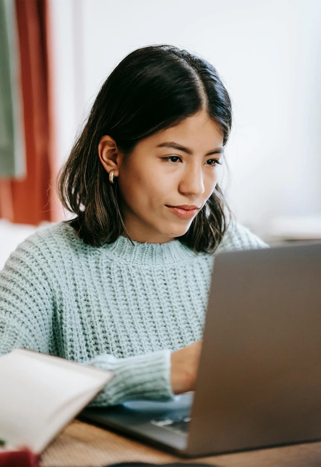 Student using a laptop while exploring career options