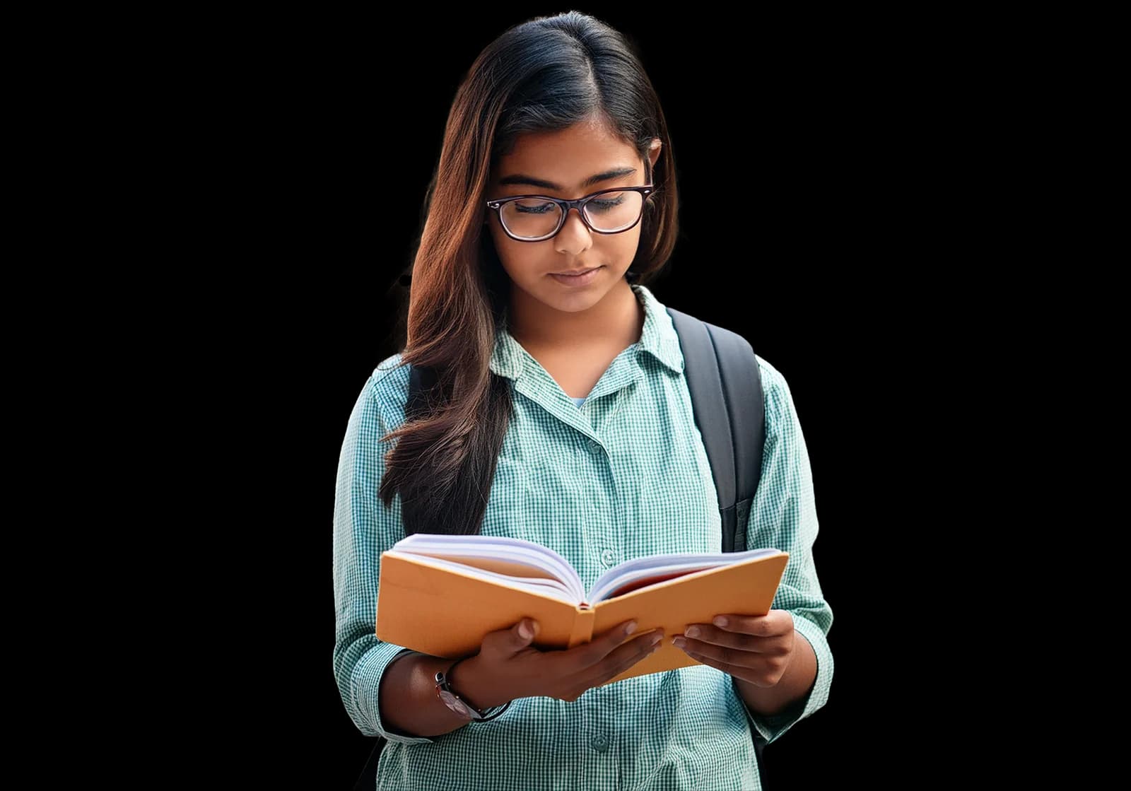 Student reading a book
