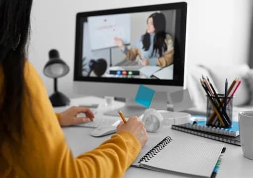 Student attending an online learning session
